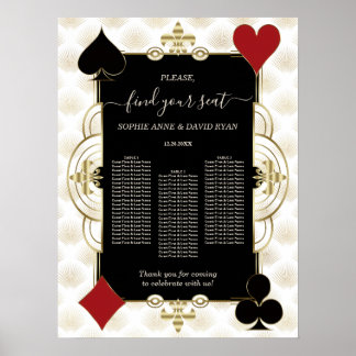 Glam Gold Casino Vegas Wedding Seating Chart 