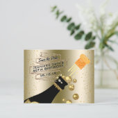 Glam Gold Champagne Save the Date Elegant Birthday Announcement Postcard (Standing Front)