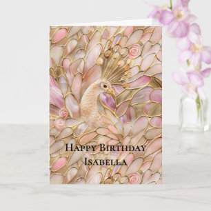 Glam Gold Chic Pink Peacock Card