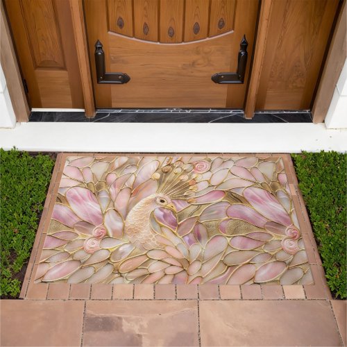 Glam Gold Chic Pink Peacock Doormat