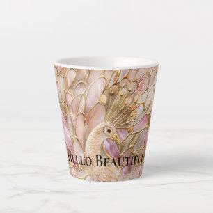 Glam Gold Chic Pink Peacock Latte Mug