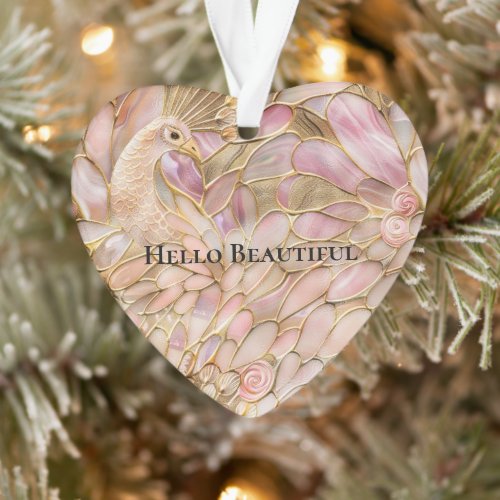 Glam Gold Chic Pink Peacock Ornament