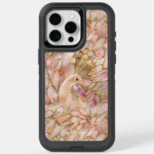 Glam Gold Chic Pink Peacock iPhone 15 Pro Max Case
