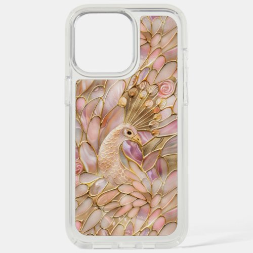 Glam Gold Chic Pink Peacock iPhone 15 Pro Max Case