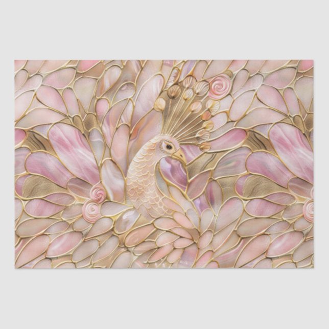 Glam Gold Chic Pink Peacock Tissue Paper (Front)