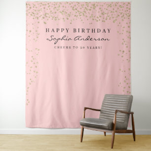 Glam Gold Confetti Birthday Backdrop Any Age