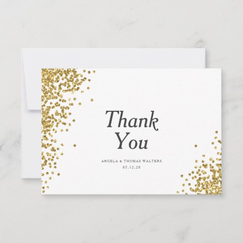 Glam Gold Confetti Dots Wedding Thank You Card