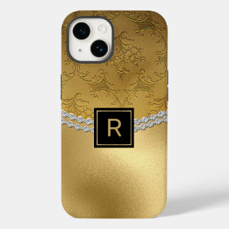 Glam Gold Damask Monogrammed Case-Mate iPhone Case
