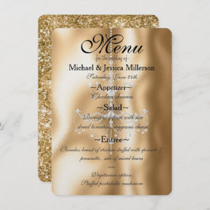 Glam Gold Diamond Chandelier Wedding Menu