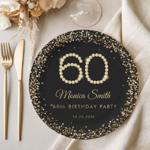 Glam Gold Diamonds 60th Birthday Party Paper Plate