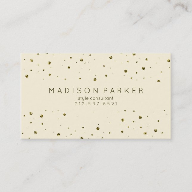 Glam Gold Dots on Ecru Business Card (Front)