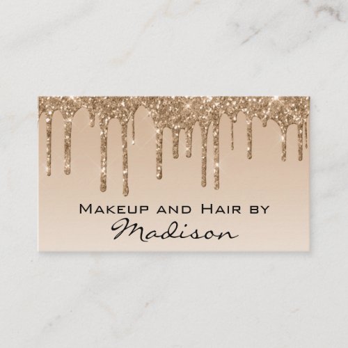 Glam Gold Dripping Glitter Drips Makeup Artist Business Card