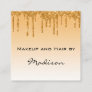 Glam Gold Dripping Glitter Drips Makeup Artist Square Business Card