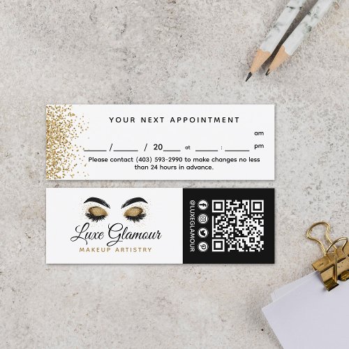 Glam Gold Eye Lashes Brow Beauty Bar Appointment Mini Business Card