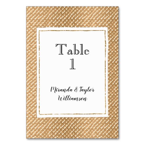 Glam Gold Faux Texture Table Number