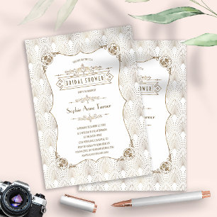 Glam Gold Fleur-de-lis Roaring 20s Bridal Shower Invitation