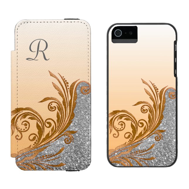 Glam Gold Flourish Monogram iPhone 6 Wallet Case (Side by Side)