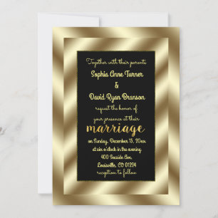 Glam Gold Foil and Black Wedding Invitation
