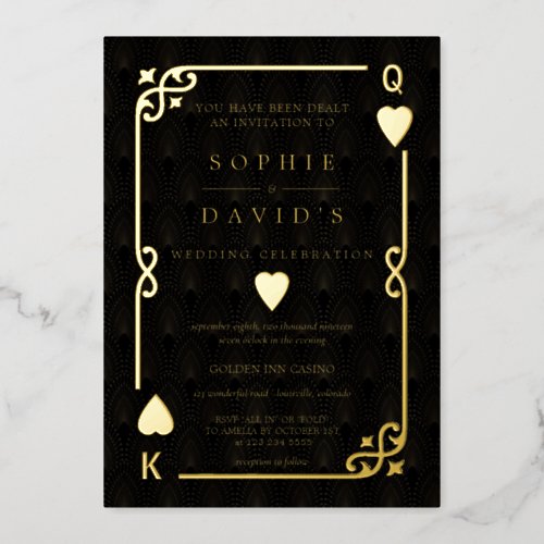 Glam GOLD FOIL Casino Las Vegas Poker Wedding Foil Invitation