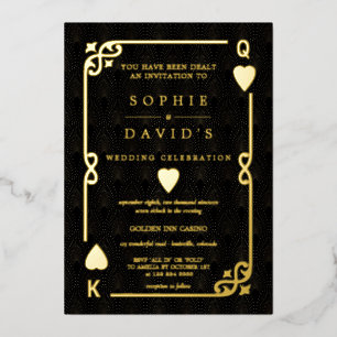 Glam GOLD FOIL Casino Las Vegas Poker Wedding Invitation