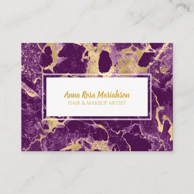 *~* Glam Gold Foil Purple Marble Popular Chic Business Card (Front)