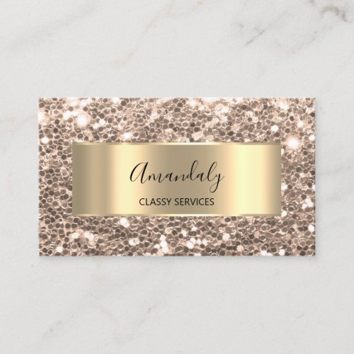 Glam Gold Frame Chunky Glitter QR Code Logo Blush  Business Card