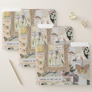 Glam Gold Frame Vintage Ephemera Decoupage File Folder