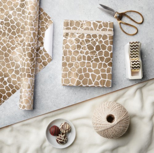 Glam Gold Giraffe Print Wrapping Paper