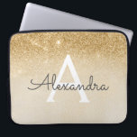 Glam Gold Glitter and Sparkle Chic Monogrammed Laptop Sleeve<br><div class="desc">Gold Ombre Faux Glitter and Sparkle Modern and Elegant Monogram Case. This case can be customized to include your initial and first name.</div>