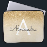 Glam Gold Glitter and Sparkle Chic Monogrammed Laptop Sleeve<br><div class="desc">Gold Ombre Faux Glitter and Sparkle Modern and Elegant Monogram Case. This case can be customized to include your initial and first name.</div>