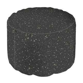 Glam gold glitter and sparkles image on black pouf