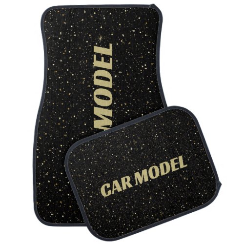 Glam gold glitter and sparkles on black image car floor mat