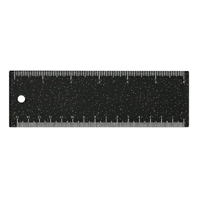 Glam gold glitter and sparkles on black image ruler (Front)
