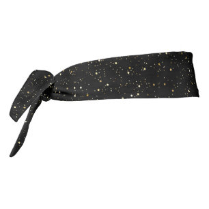Glam gold glitter and sparkles on black image tie headband