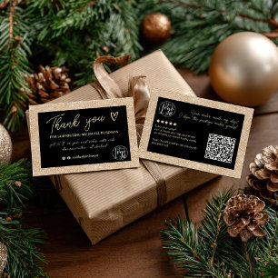 Glam Gold Glitter Black order logo thank you qr  Business Card