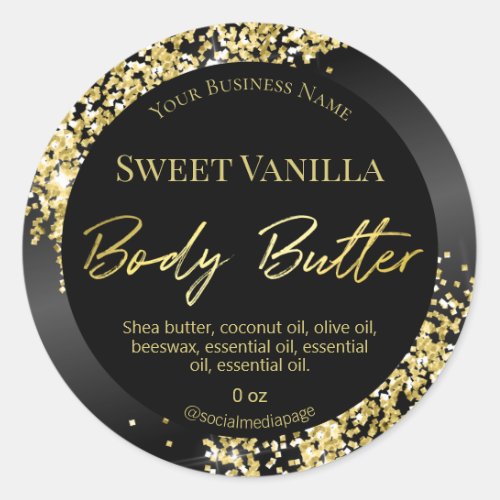 Glam Gold Glitter Body Butter Labels