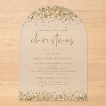 Glam Gold Glitter Borders Christmas Party  Acrylic Invitations