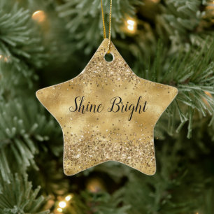 Glam Gold Glitter Confetti    Ceramic Ornament