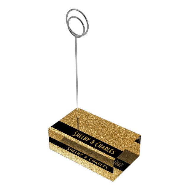 Glam Gold Glitter Custom Table Card Holder (Corner)