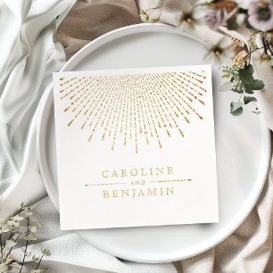 Glam gold glitter deco vintage wedding monogram paper napkins