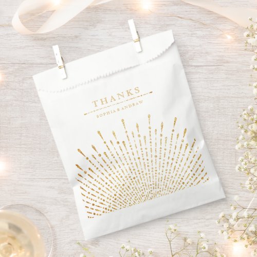 Glam gold glitter deco vintage wedding thank you favor bag