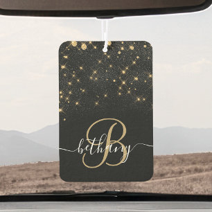 Glam Gold Glitter Diamond Sparkle Elegant Monogram Air Freshener