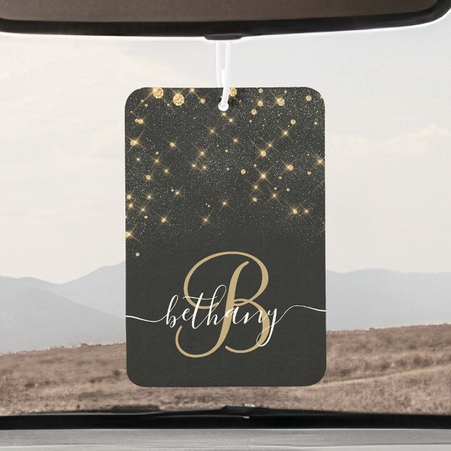 Glam Gold Glitter Diamond Sparkle Elegant Monogram Air Freshener (Creator Uploaded)