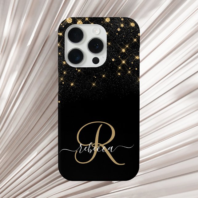 Glam Gold Glitter Diamond Sparkle Elegant Monogram Case-Mate iPhone Case (Creator Uploaded)