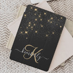 Glam Gold Glitter Diamond Sparkle Elegant Monogram iPad Pro Cover<br><div class="desc">Create your own personalized black and gold diamond sparkle iPad cover with your custom monogram and name.</div>