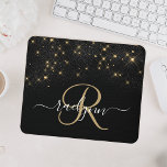 Glam Gold Glitter Diamond Sparkle Elegant Monogram Mouse Pad<br><div class="desc">Create your own personalized black and gold diamond sparkle mouse pad with your custom monogram and name.</div>