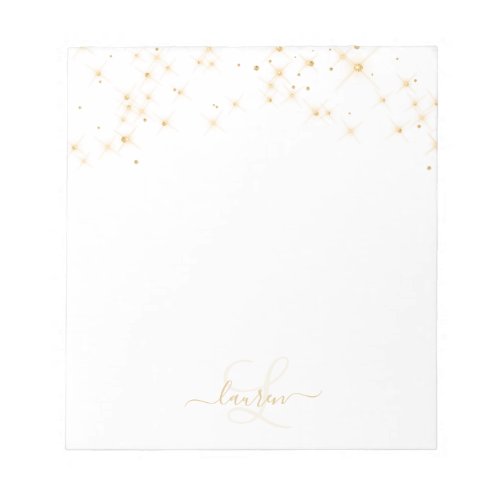 Glam Gold Glitter Diamond Sparkle Elegant Monogram Notepad