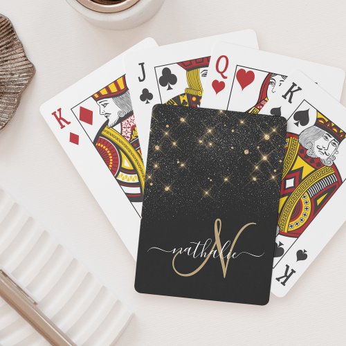 Glam Gold Glitter Diamond Sparkle Elegant Monogram Playing Cards