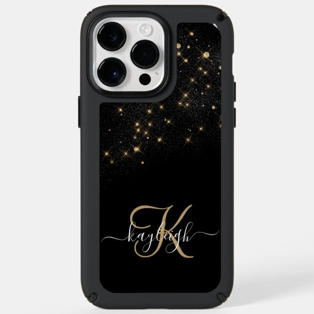 Glam Gold Glitter Diamond Sparkle Elegant Monogram Speck iPhone Case (Front)