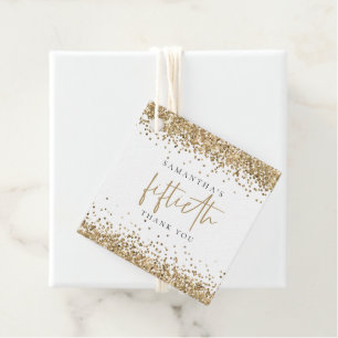 Glam Gold Glitter Fiftieth 50th Thank You Favor Tags
